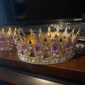 Gold and Purple Rhinestone Crown